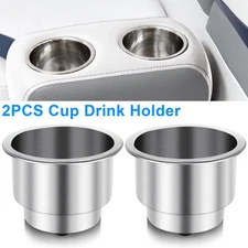 2X Stainless Steel Cup Drink Holder For Marine Boat RV Camper Car Inserts Couch
