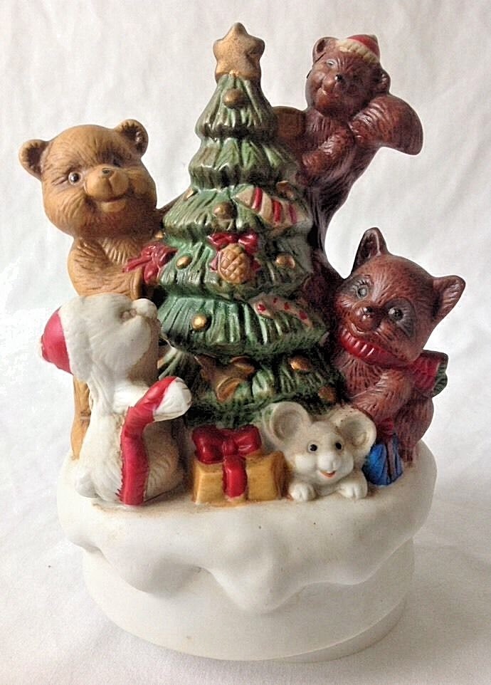 Vintage Forest Friends Musical Rotating Figurine by Christmas Around