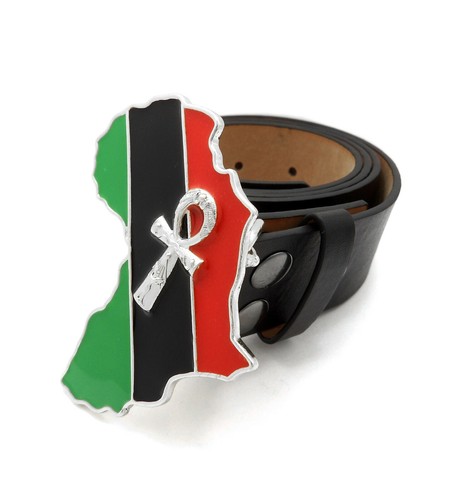 Hip Hop Style Collection Rapper Ankh Cross Africa Map Buckle & Leather Belt - Picture 2 of 15