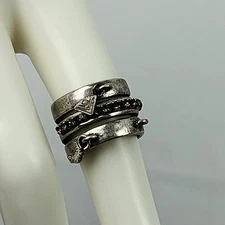 Silpada 925 Sterling Silver Cha Cha Ring Size 5 Adjustable Charms Rhinestones 