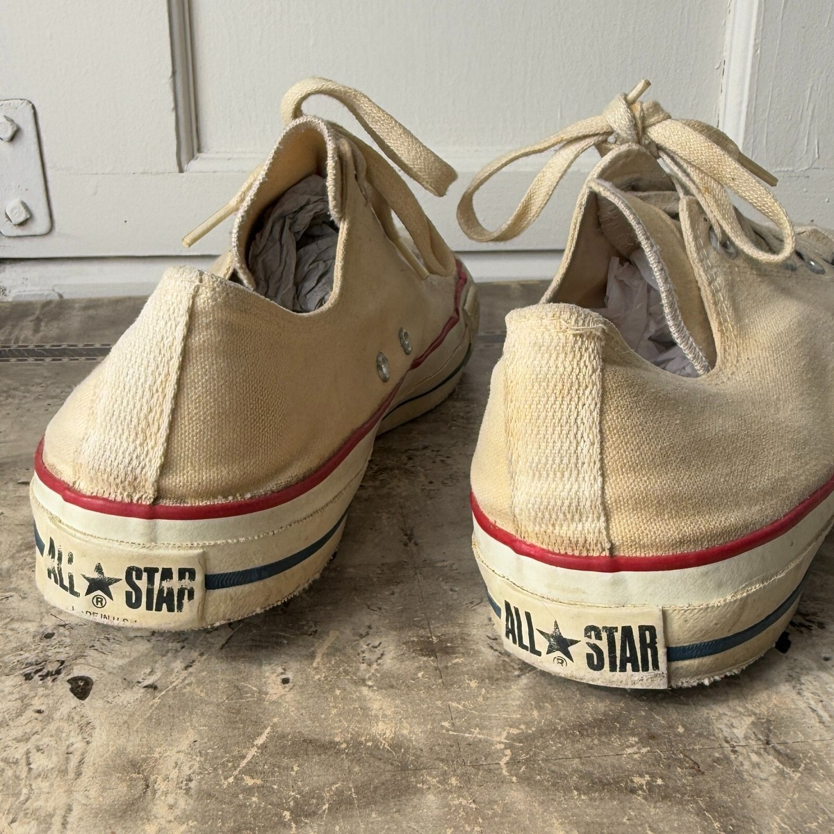 Vintage 1970s Converse Low Tops White Chucks Sneakers Made in USA 