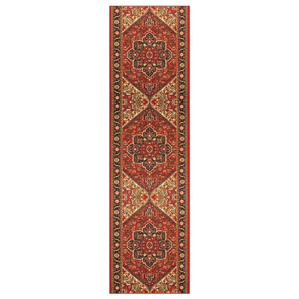 Ковер-дорожка для прихожей индивидуального размера нескользящий резиновый сзади КРАСНЫЙ традиционный восточный - Изображение 4 из 4