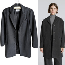 Everlane Wool Cashmere Blend Long Coccoon Peacoat In Charcoal Gray Size Xs