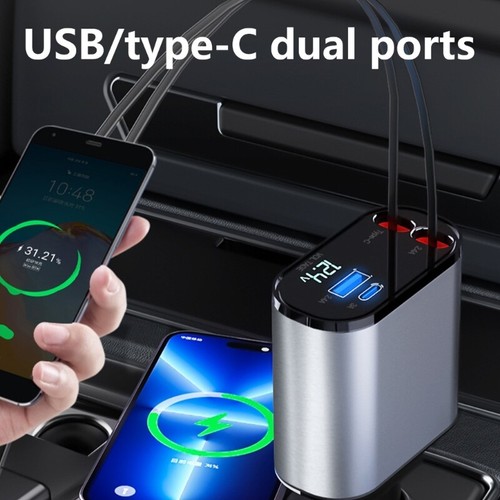 USB C Car Charger PD20W Retractable Car Charger Fast Charging Power Deliver - 第 3/8 張圖片