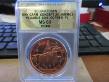 2009 20 Ameros Pattern "Pegasus" by Daniel Carr Copper Medal ANACS Proof MS 69
