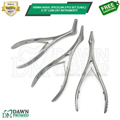 Vienna Nasal Speculum 3 Pcs Set (S/M/L) 5.75'' Long Diagnostic ENT Inst German Gr