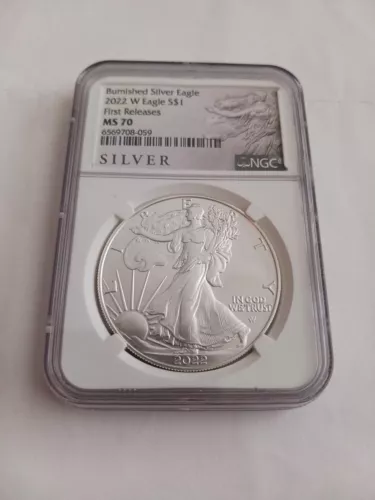 2022 W BURNISHED SILVER EAGLE , NGC MS70 FIRST RELEASES,