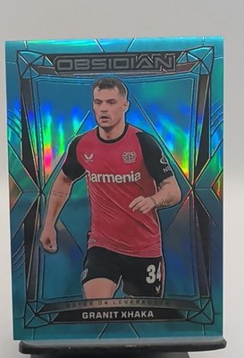 2024-25 Panini Obsidian - Granit Xhaka #24 Electric Etch Neon Blue Flood /15