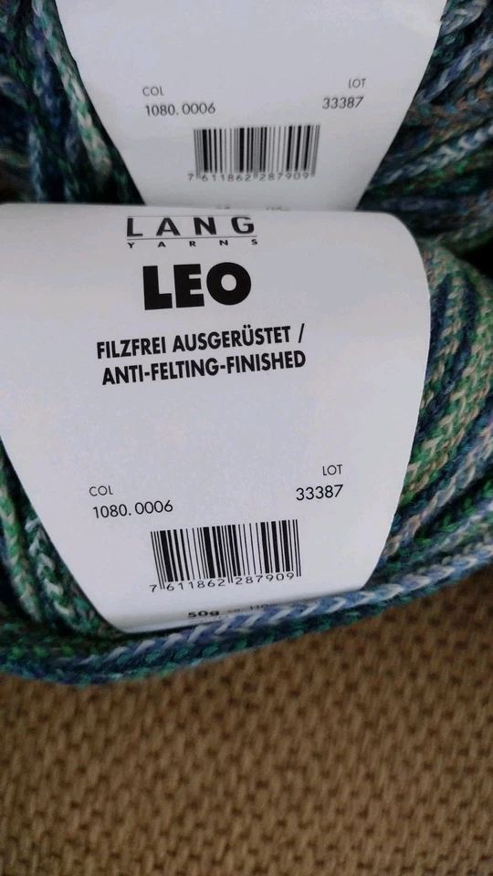 Lang Yarns LEO Cotton/Wool/Nylon Blend Pixel Effect Yarn- Lot Of 4 - Color 0006 - Image 2 of 3