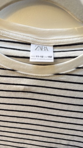 Zara girl long sleeve black & white striped long sleeve shirt girls sz 11-12 - Picture 5 of 7