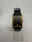 Vintage Pulsar by Seiko VX32-X343 Tank Rectangular Gold-Tone Black Dial Watch