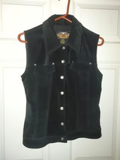 Harley-Davidson Women's Medium Black Genuine Leather Vest Made in Mexico AN 6212