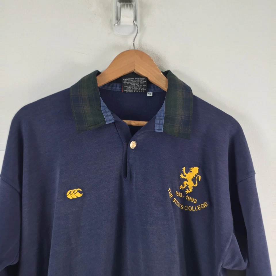 Canterbury Vintage 1993 Scots College Rugby Polo Talla M Azul Marino 122888 Foto 2 de 4