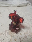 Fenton Ruby Red Glass Elephant Trunk Up Figurine Hand Painted Flowers 5468 G1