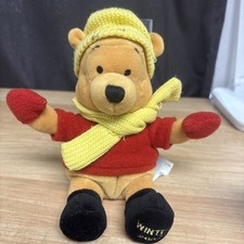 Disney Store Plush Winnie The Pooh Winter Holiday 2002 Beanbag Baby 10 inch