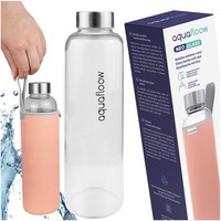 Glas Trinkflasche 700Ml Borosilikat Mit NeoprenhüLle Rosa – Aquafloow