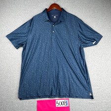 Hickey Freeman Polo Shirt XL Blue GolfGeometric Striped Performance Stretch Mens