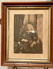Antique Rembrandt Etching 1800s restrike portrait of Thomas "Old Haaringh"