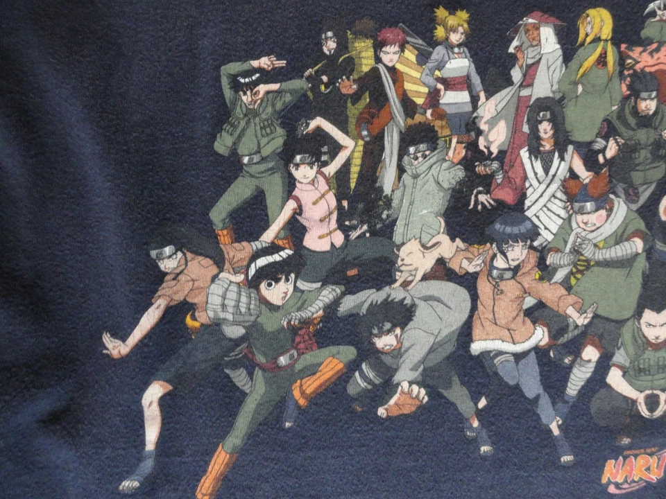 Vintage Y2K 2002 Shonen Naruto Manga Anime All Characters T Shirt Mens L Black - Image 4 of 4