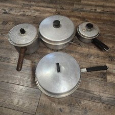 4 Aluminum Pots and pans with lids camping outdoor cooking pb