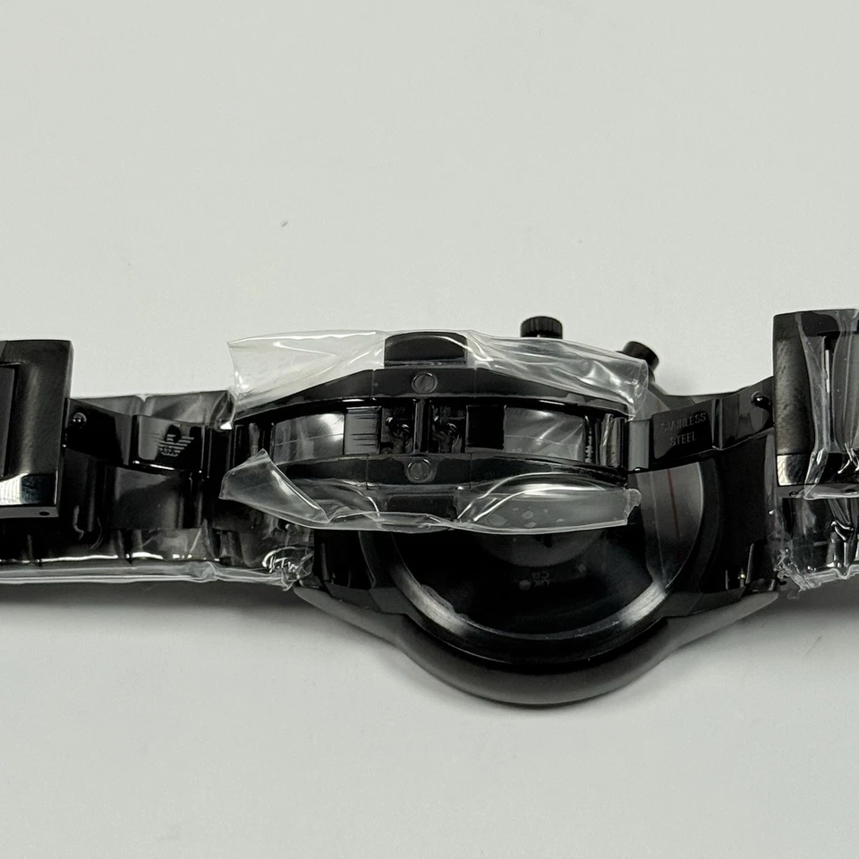 Nuevo-Emporio Armani AR2453 esfera negra cronógrafo reloj para hombre negro Foto 4 de 4