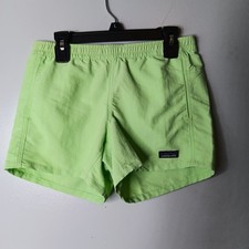 Patagonia 4" Baggies Shorts Kids L 12 Salamander Green Unlined Elastic Waist NWT
