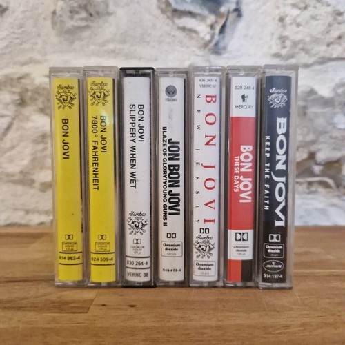 BON JOVI LOT 7 CASSETTES AUDIO TAPE SLEEPERY WHEN WET 7800 FARENHEIT THESE DAYS - Picture 2 of 16