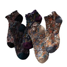 5 Pairs Vintage Floral Patterned Socks for Women, Cute 5-9, 5 Pairs-set B