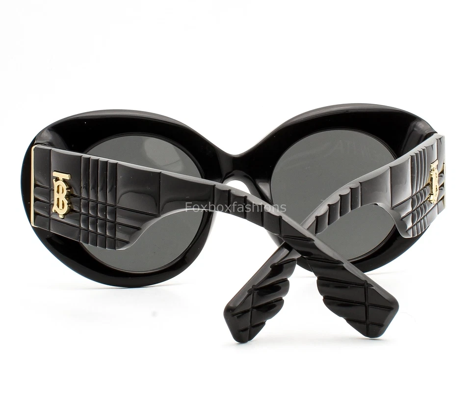 Gafas de sol Burberry B 4370U 3001/87 pulido negro gris tinte dorado logotipo con estuche Foto 3 de 4