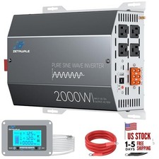 2000 Watts Pure Sine Wave Inverter 12V DC to 110V/120V AC Converter, 12V-2000W