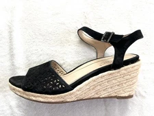 VIONIC  Women's  Ankle Strap Casual Leather Wedge Sandals , Black, $155, Size 9