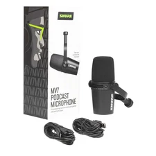 Shure MV7 Podcast Vocal Recording Live Stream Condenser Microphone in Black