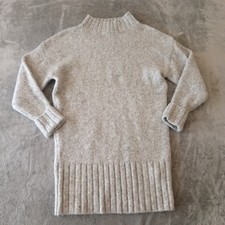 Express Sweater Dress Small Gray Knee Length Mock Neck 3/4 Sleeve Pullover