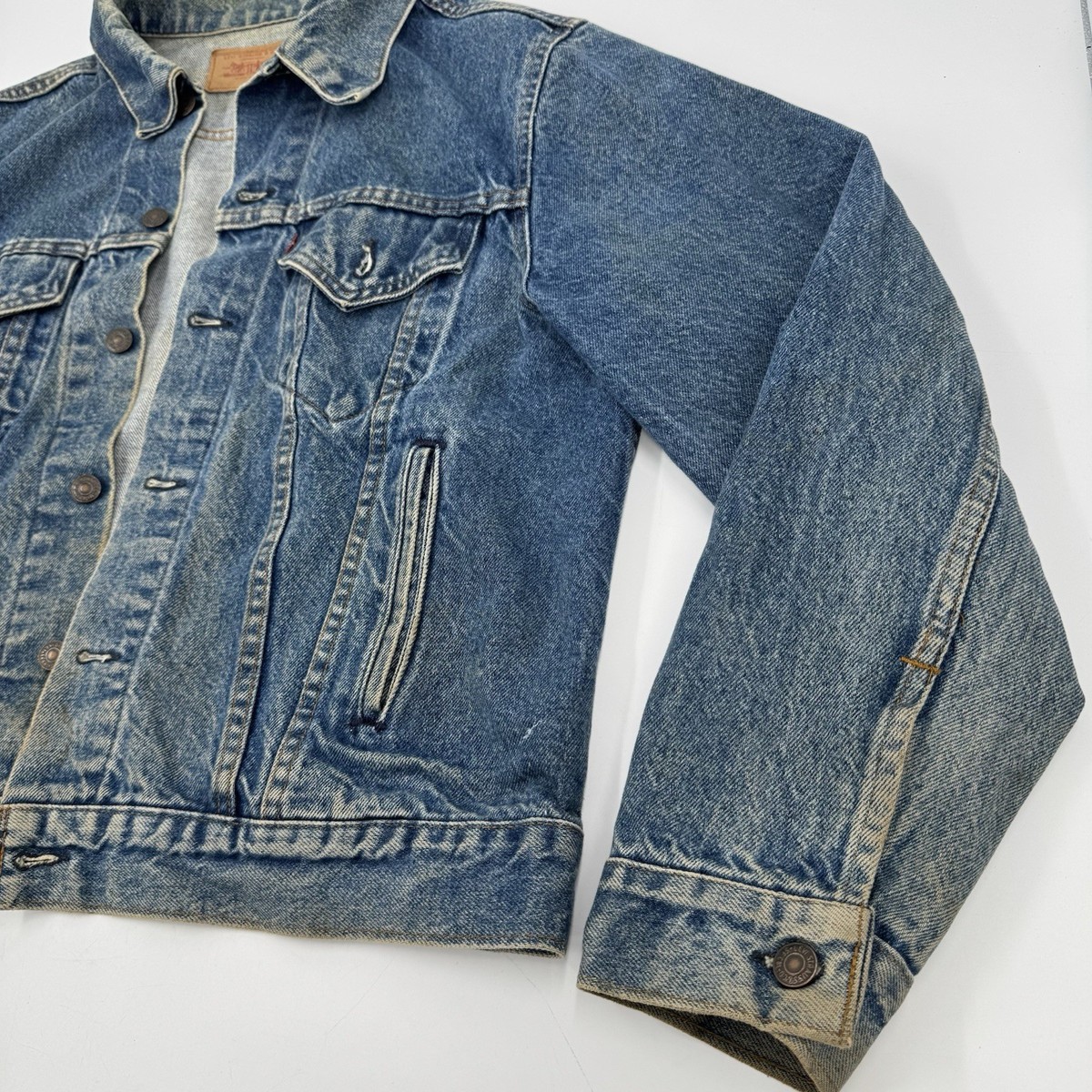 Vtg 80's Levi Denim Trucker Jacket Men 46 70506-0216 527 Red