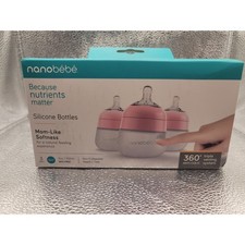 Nanob b Flexy Silicone Baby Bottles 5oz / 150ml Pink 3 Pack AntiColic, BPA Free