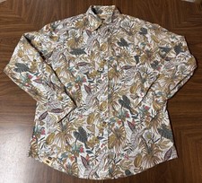 Western Aloha Long Sleeve Pearl Snap Hawaiian Jungle AOP Mens Large Made In USA