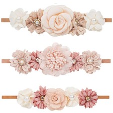 Baby Girl Flower Headbands Set Floral Elastic Hairband for Newborn Toddler