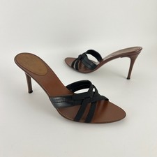 Gucci | Autentico sandalo stiletto nero elastico in pelle marrone con cinturino (37)