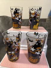 Disney Mickey Mouse Minnie Pluto Goofy Donald Halloween Glass Set Of 4