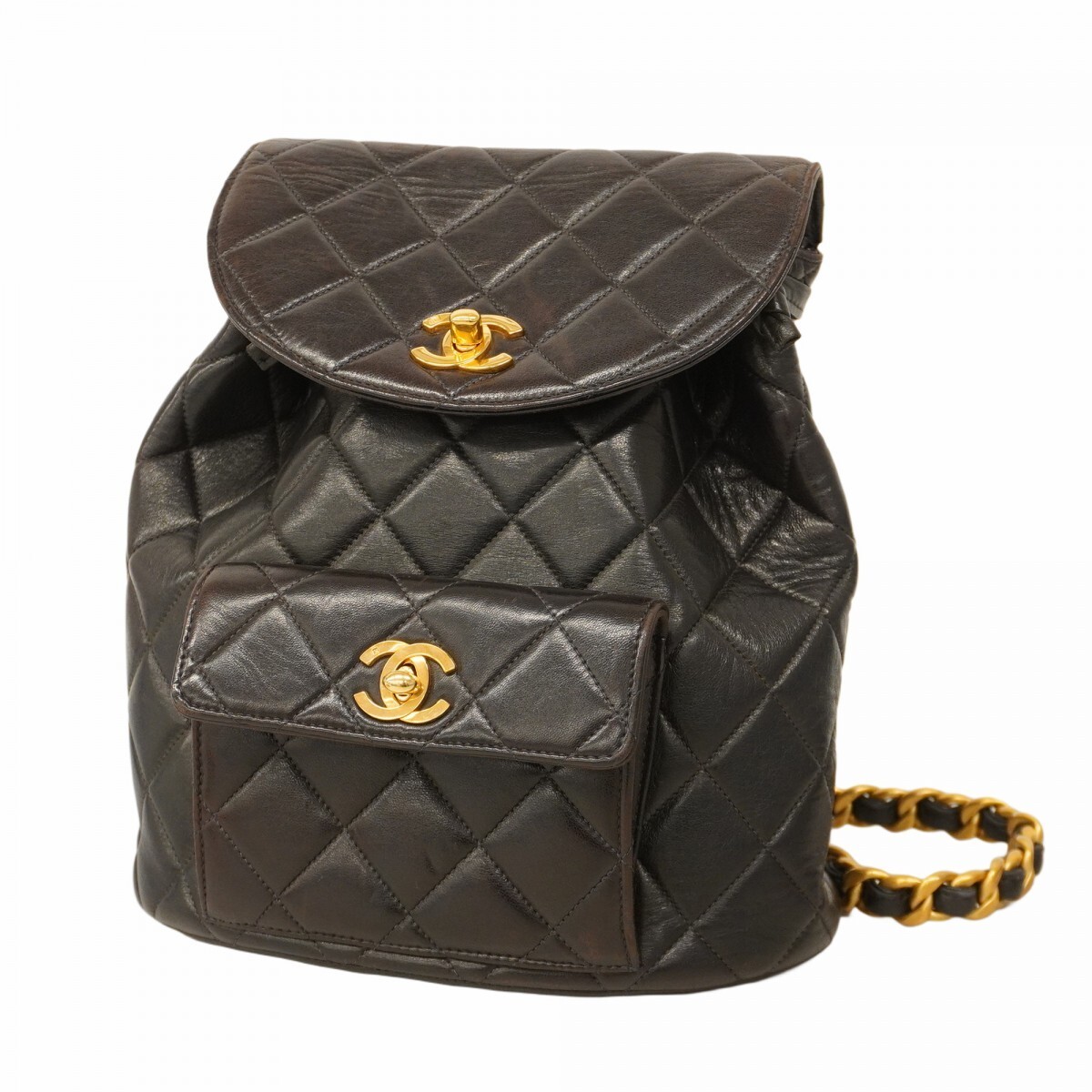 Chanel Lambskin Matelasse Daypack 433235 Black Quilted Leather Backpack
