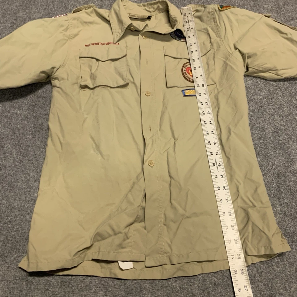 Boy Scouts of America BSA Youth Shirt Size Large Brown Patches - Image 3 of 4