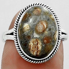 Natural Tabu Jasper 925 Sterling Silver Ring s.8 Jewelry R-1010