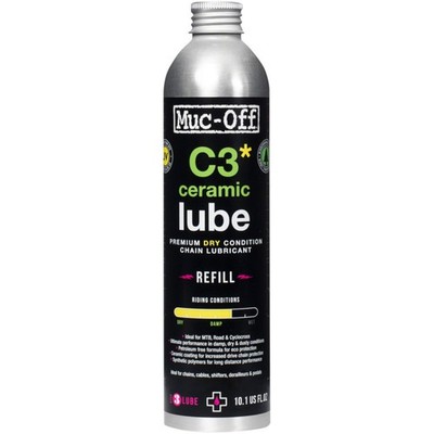 Muc-Off C3 Dry Ceramic Bike Chain Lube - 300ml - Aluminum Refill Bottle 20848