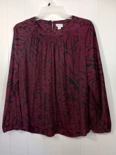 Ava & Viv Top Womens Top Tunic Size 2X Burgandy Black Animal Print