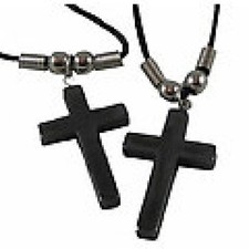 HEMATITE CROSS NECKLACE 18" CORD CHRISTIAN MINISTRY