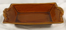 Rowe Pottery Works Light Brown Serving Bread Tray Rope Twist Handle C