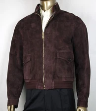 $3400 Gucci Men's Dark Plum Goat Suede Bomber Jacket w/knit Detail 408372 6019 - Image 3 of 4