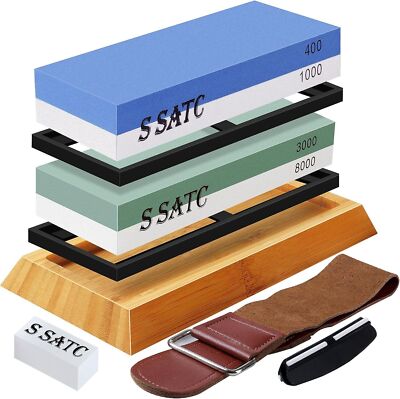 10PCS Whetstone Knife Sharpening Wet Stone Set 400/1000/3000/8000 Grit Dual-Side