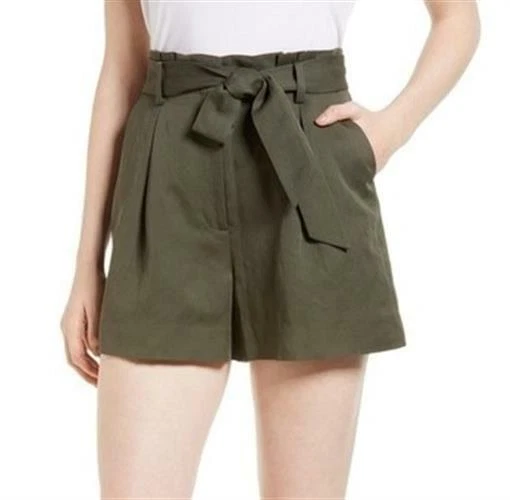 Nordstrom Signature 153736 Women's Waist Linen & Cotton Blend Shorts Sz. 8