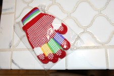 Boys Girls Magic Stretch Knit Gloves w/ No Slip Grippers Great Multi Colors Red